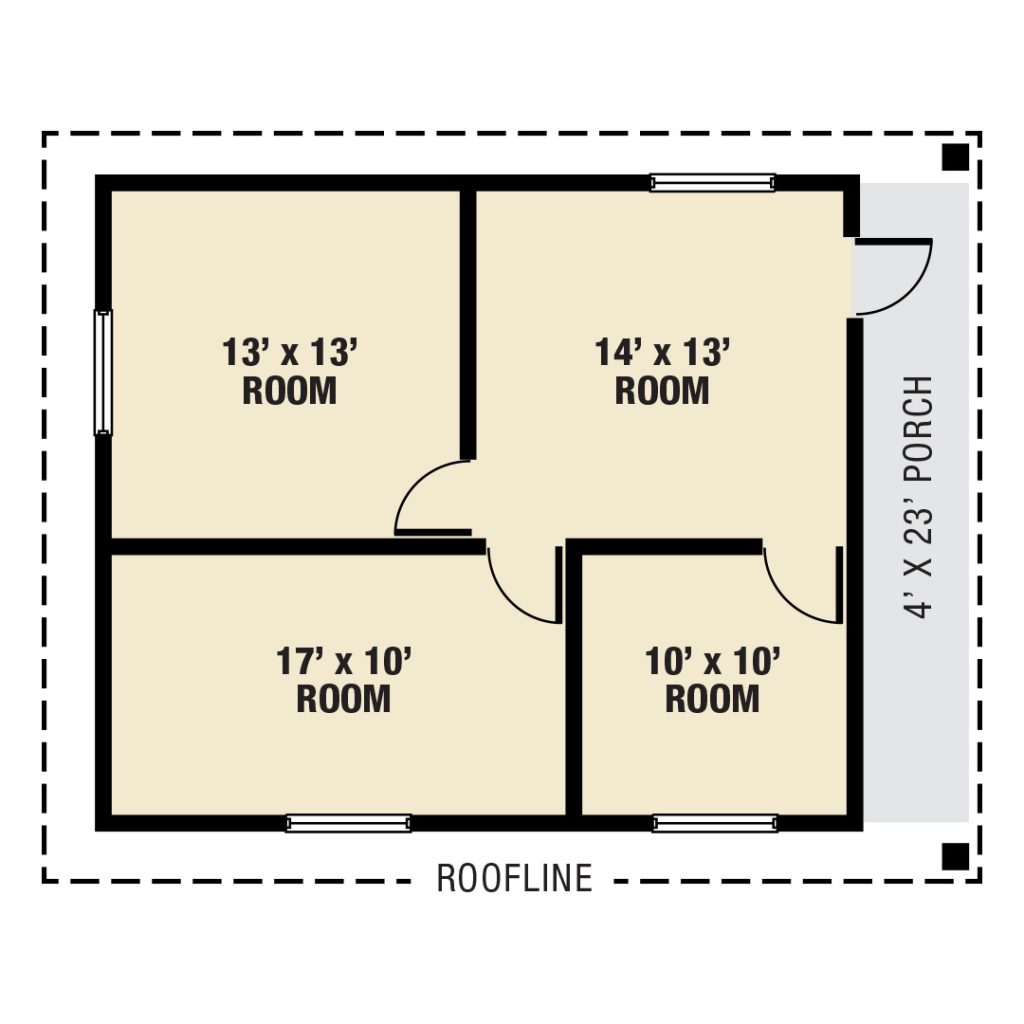 Floor plan of a sturdy new home in Haiti.
