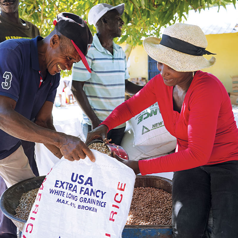 Corn, beans, soap and vegetable oil distribution at the Kobonal Haiti Mission.